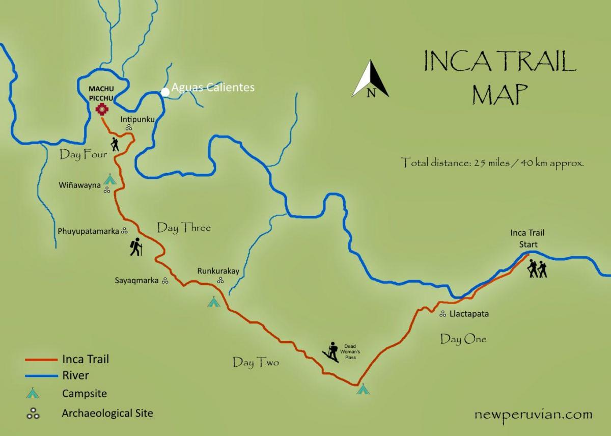 نقشہ کے inca ٹریل پیرو