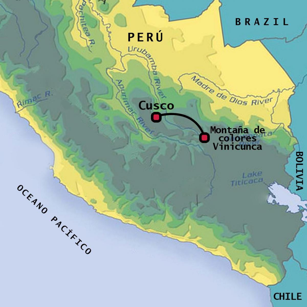 vinicunca پیرو کا نقشہ