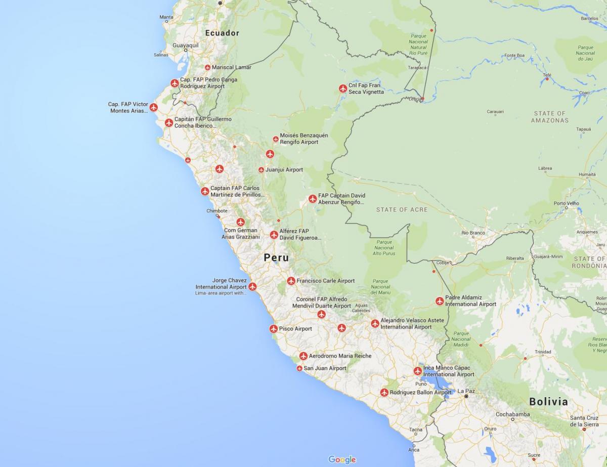 ہوائی اڈوں میں پیرو کا نقشہ