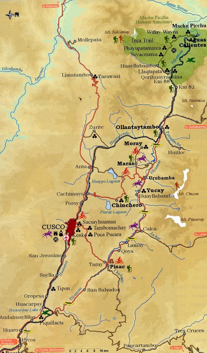 نقشہ کی مقدس وادی cusco پیرو