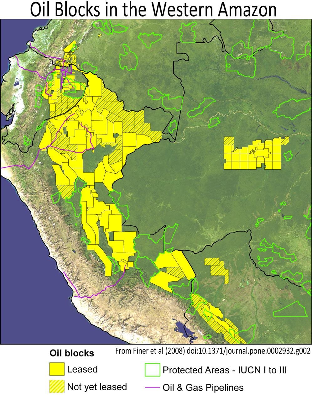 پیرو کے ایمیزون rainforest نقشہ