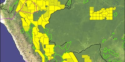 پیرو کے ایمیزون rainforest نقشہ